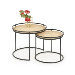 'MANADO Set of 2 Benches Black / Natural'