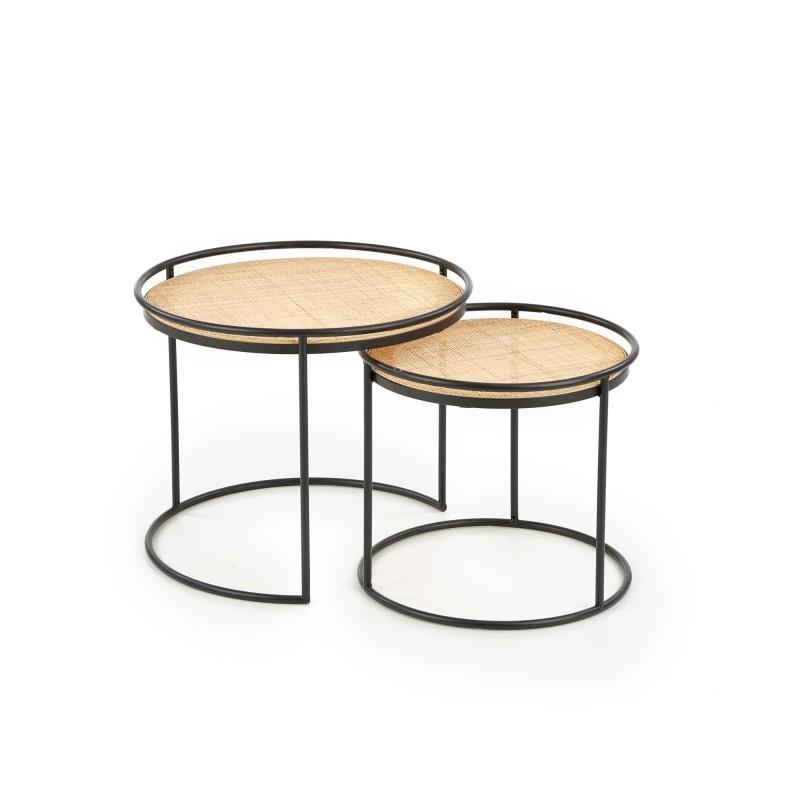 'MANADO Set of 2 Benches Black / Natural' 'MANADO Set of 2 Benches Black / Natural'