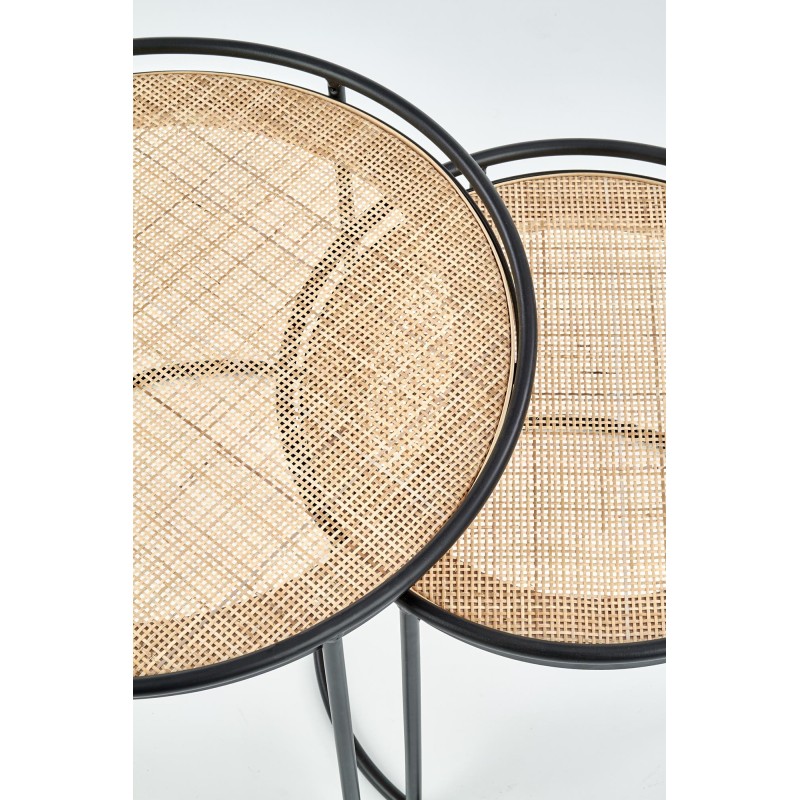 'MANADO Set of 2 Benches Black / Natural' 'MANADO Set of 2 Benches Black / Natural'