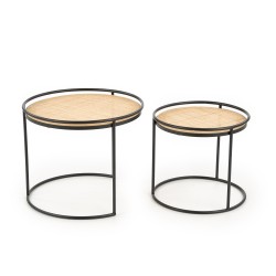 'MANADO Set of 2 Benches Black / Natural' 'MANADO Set of 2 Benches Black / Natural'