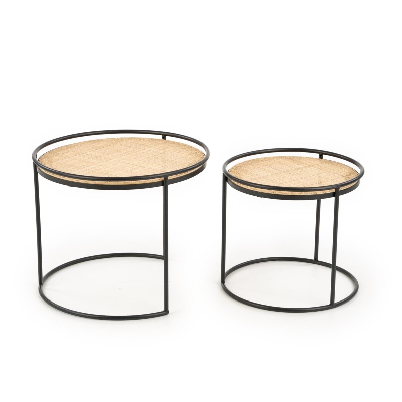 'MANADO Set of 2 Benches Black / Natural' 'MANADO Set of 2 Benches Black / Natural'