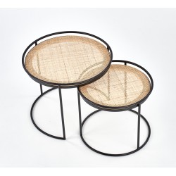 'MANADO Set of 2 Benches Black / Natural' 'MANADO Set of 2 Benches Black / Natural'