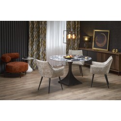 'MANUEL Round Table, Top - Black Marble, Leg - Black'