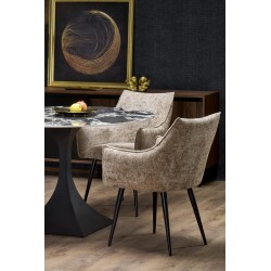 'MANUEL Round Table, Top - Black Marble, Leg - Black' 'MANUEL Round Table, Top - Black Marble, Leg - Black'