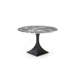'MANUEL Round Table, Top - Black Marble, Leg - Black' 'MANUEL Round Table, Top - Black Marble, Leg - Black'