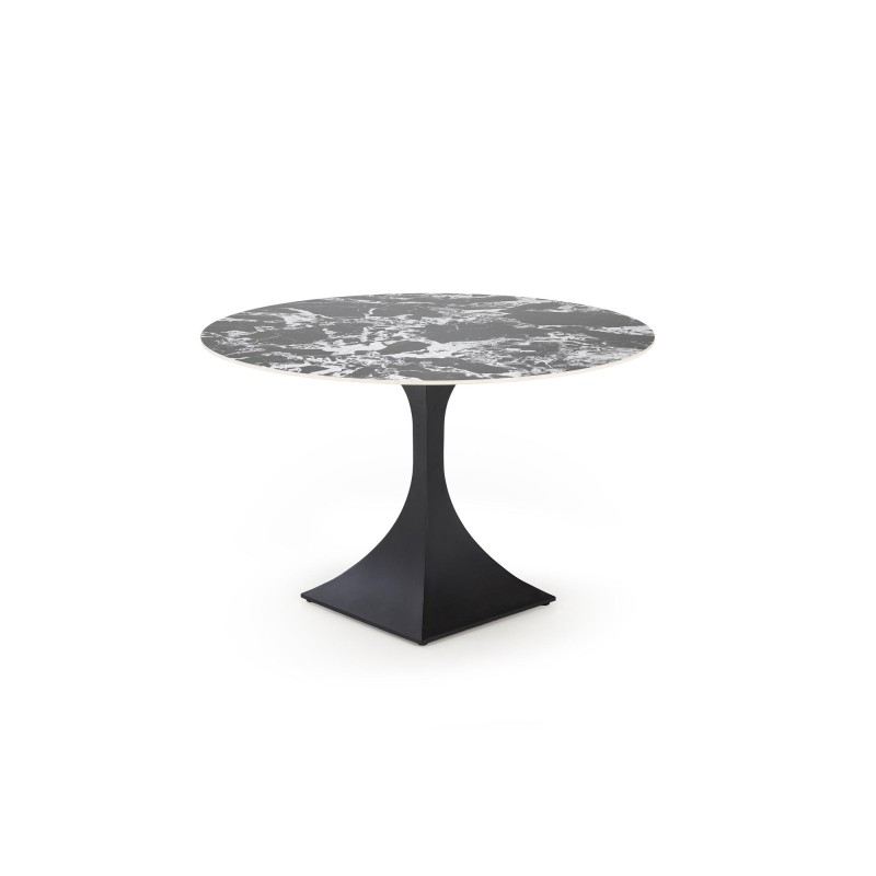 'MANUEL Round Table, Top - Black Marble, Leg - Black' 'MANUEL Round Table, Top - Black Marble, Leg - Black'