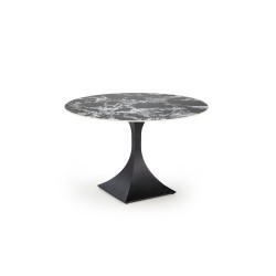 'MANUEL Round Table, Top - Black Marble, Leg - Black' 'MANUEL Round Table, Top - Black Marble, Leg - Black'