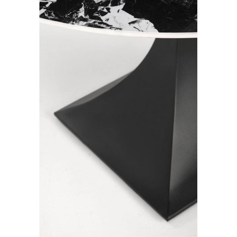 'MANUEL Round Table, Top - Black Marble, Leg - Black' 'MANUEL Round Table, Top - Black Marble, Leg - Black'