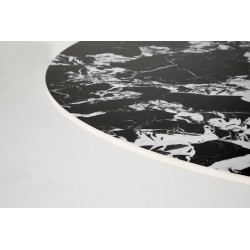 'MANUEL Round Table, Top - Black Marble, Leg - Black' 'MANUEL Round Table, Top - Black Marble, Leg - Black'
