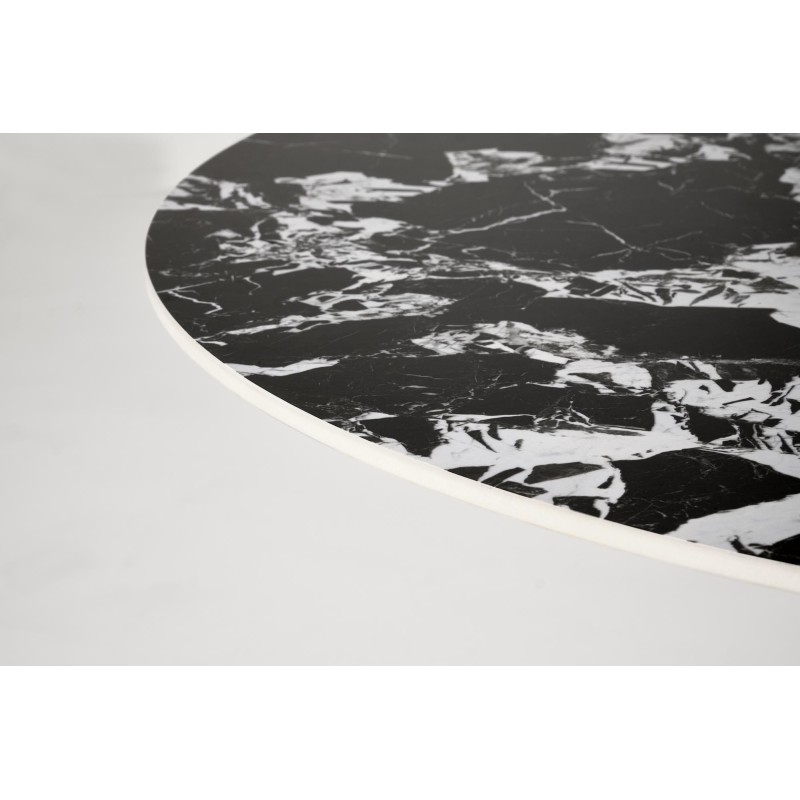'MANUEL Round Table, Top - Black Marble, Leg - Black' 'MANUEL Round Table, Top - Black Marble, Leg - Black'