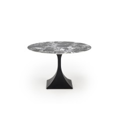 'MANUEL Round Table, Top - Black Marble, Leg - Black' 'MANUEL Round Table, Top - Black Marble, Leg - Black'