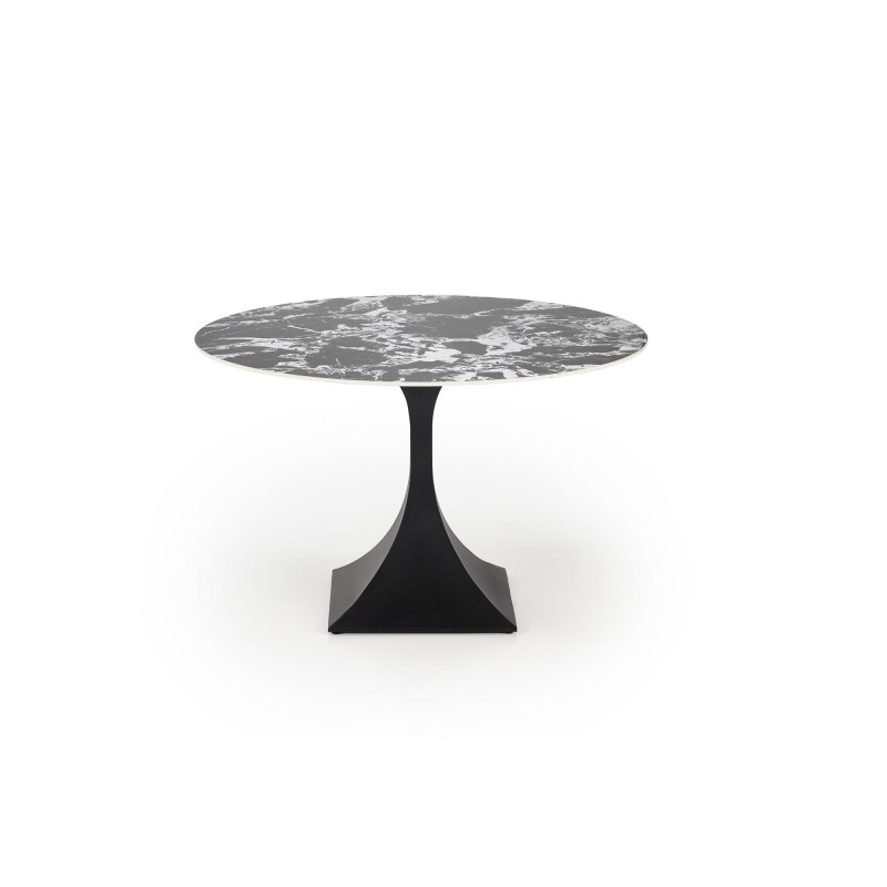 'MANUEL Round Table, Top - Black Marble, Leg - Black' 'MANUEL Round Table, Top - Black Marble, Leg - Black'