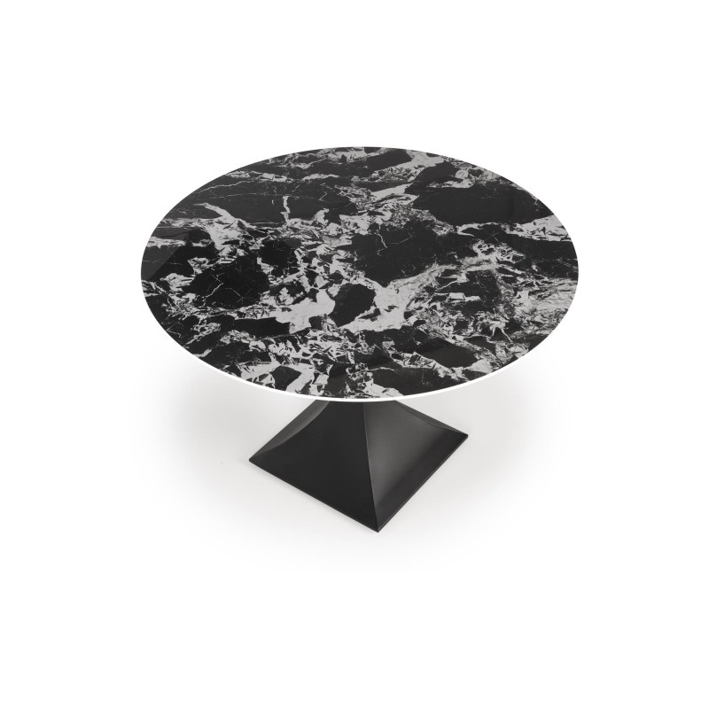 'MANUEL Round Table, Top - Black Marble, Leg - Black' 'MANUEL Round Table, Top - Black Marble, Leg - Black'