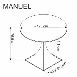 'MANUEL Round Table, Top - Black Marble, Leg - Black' 'MANUEL Round Table, Top - Black Marble, Leg - Black'