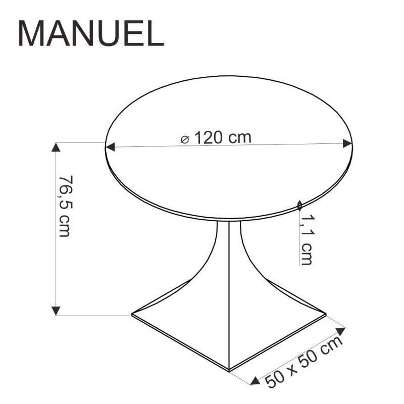 'MANUEL Round Table, Top - Black Marble, Leg - Black' 'MANUEL Round Table, Top - Black Marble, Leg - Black'