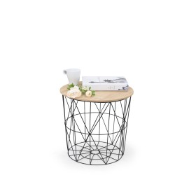 'MARIFFA Bench Frame - Black, Top - Natural'