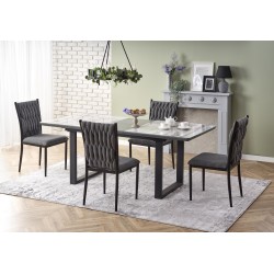 'MARLEY Extendable Table Top - White Marble / Ash Grey, Legs - Black'