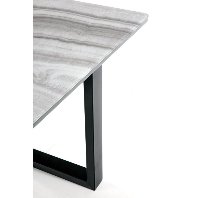 'MARLEY Extendable Table Top - White Marble / Ash Grey, Legs - Black' 'MARLEY Extendable Table Top - White Marble / Ash Grey, Legs - Black'