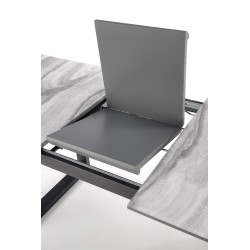 'MARLEY Extendable Table Top - White Marble / Ash Grey, Legs - Black' 'MARLEY Extendable Table Top - White Marble / Ash Grey, Legs - Black'