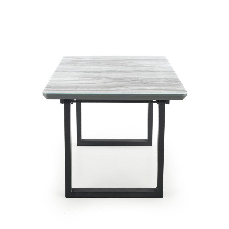 'MARLEY Extendable Table Top - White Marble / Ash Grey, Legs - Black' 'MARLEY Extendable Table Top - White Marble / Ash Grey, Legs - Black'