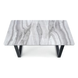 'MARLEY Extendable Table Top - White Marble / Ash Grey, Legs - Black' 'MARLEY Extendable Table Top - White Marble / Ash Grey, Legs - Black'