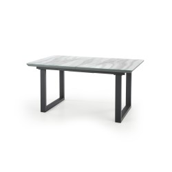 'MARLEY Extendable Table Top - White Marble / Ash Grey, Legs - Black' 'MARLEY Extendable Table Top - White Marble / Ash Grey, Legs - Black'
