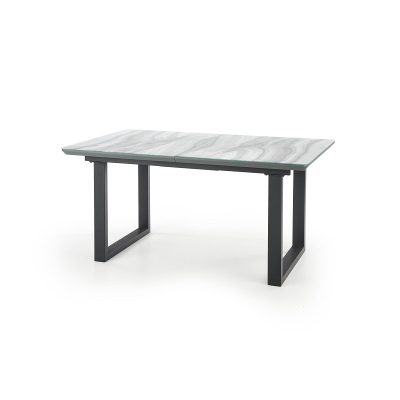 'MARLEY Extendable Table Top - White Marble / Ash Grey, Legs - Black' 'MARLEY Extendable Table Top - White Marble / Ash Grey, Legs - Black'