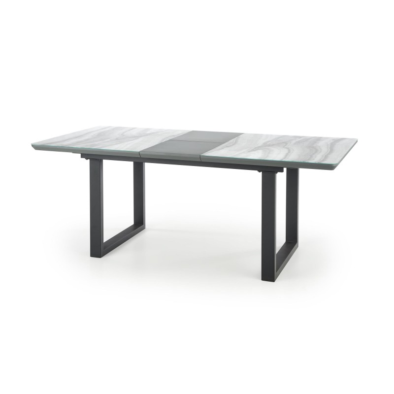'MARLEY Extendable Table Top - White Marble / Ash Grey, Legs - Black' 'MARLEY Extendable Table Top - White Marble / Ash Grey, Legs - Black'