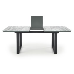 'MARLEY Extendable Table Top - White Marble / Ash Grey, Legs - Black' 'MARLEY Extendable Table Top - White Marble / Ash Grey, Legs - Black'