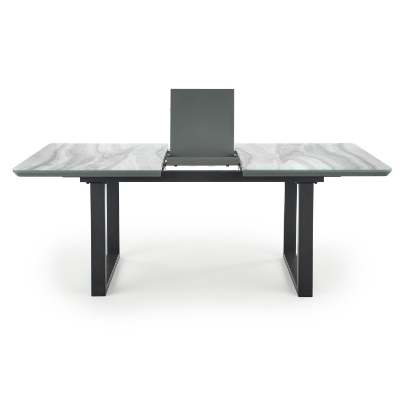 'MARLEY Extendable Table Top - White Marble / Ash Grey, Legs - Black' 'MARLEY Extendable Table Top - White Marble / Ash Grey, Legs - Black'