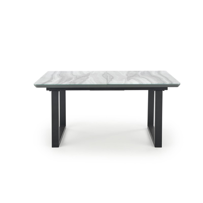 'MARLEY Extendable Table Top - White Marble / Ash Grey, Legs - Black' 'MARLEY Extendable Table Top - White Marble / Ash Grey, Legs - Black'