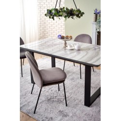 'MARLEY Extendable Table Top - White Marble / Ash Grey, Legs - Black' 'MARLEY Extendable Table Top - White Marble / Ash Grey, Legs - Black'