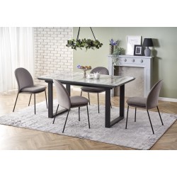 'MARLEY Extendable Table Top - White Marble / Ash Grey, Legs - Black' 'MARLEY Extendable Table Top - White Marble / Ash Grey, Legs - Black'