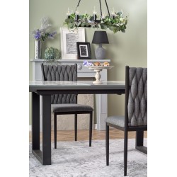 'MARLEY Extendable Table Top - White Marble / Ash Grey, Legs - Black' 'MARLEY Extendable Table Top - White Marble / Ash Grey, Legs - Black'