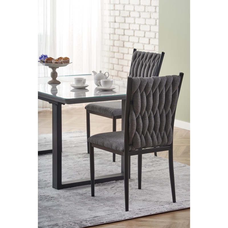 'MARLEY Extendable Table Top - White Marble / Ash Grey, Legs - Black' 'MARLEY Extendable Table Top - White Marble / Ash Grey, Legs - Black'