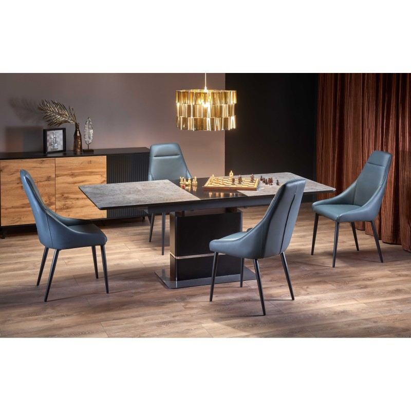 'MARTIN Extendable Table Top - Dark Ash, Leg - Black' 'MARTIN Extendable Table Top - Dark Ash, Leg - Black'