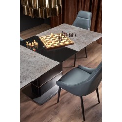 'MARTIN Extendable Table Top - Dark Ash, Leg - Black' 'MARTIN Extendable Table Top - Dark Ash, Leg - Black'
