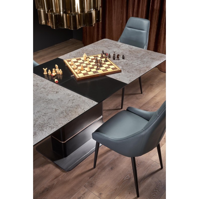'MARTIN Extendable Table Top - Dark Ash, Leg - Black' 'MARTIN Extendable Table Top - Dark Ash, Leg - Black'