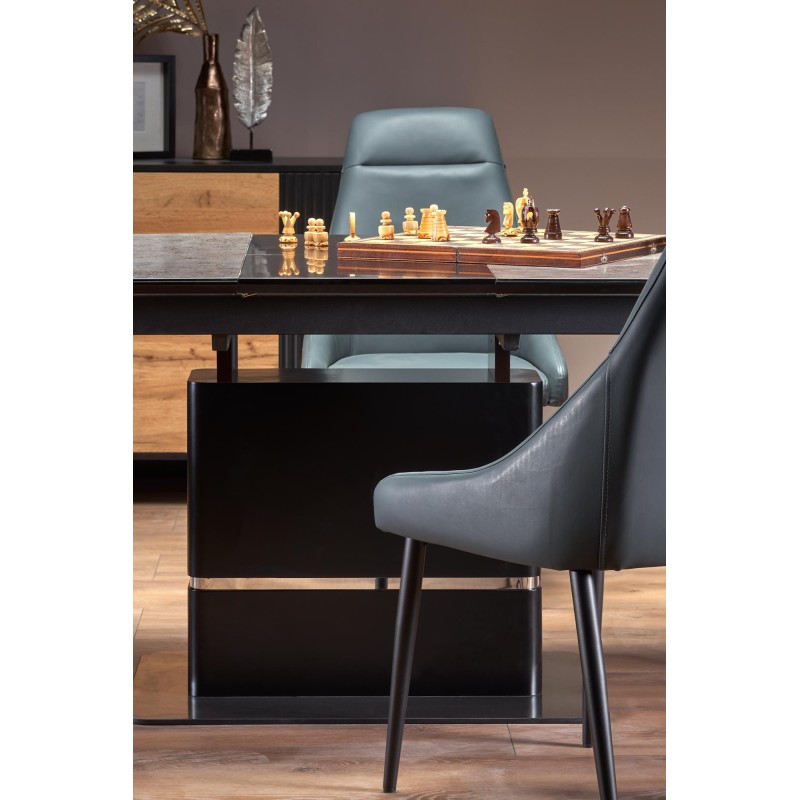 'MARTIN Extendable Table Top - Dark Ash, Leg - Black' 'MARTIN Extendable Table Top - Dark Ash, Leg - Black'