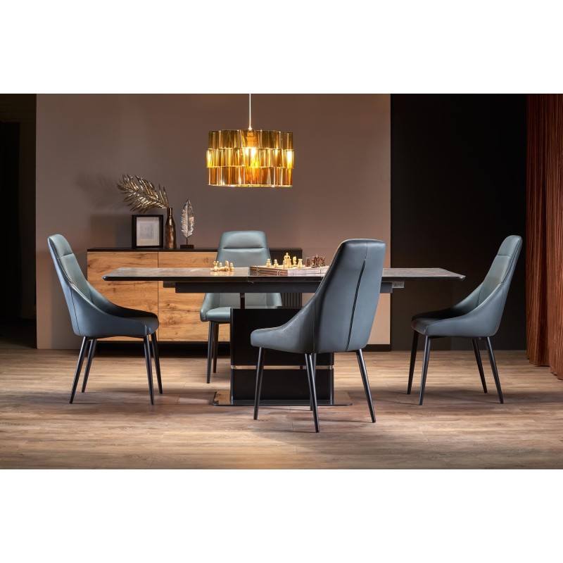 'MARTIN Extendable Table Top - Dark Ash, Leg - Black' 'MARTIN Extendable Table Top - Dark Ash, Leg - Black'