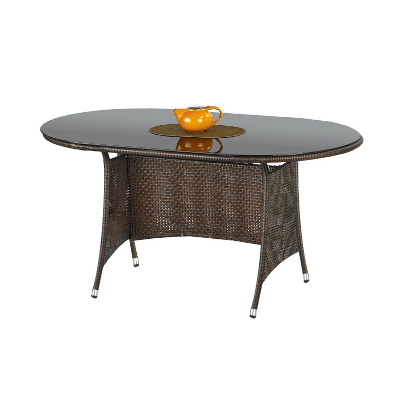'MASTER Garden Table, Color: Glass - Black, Rattan - Dark Brown' 'MASTER Garden Table, Color: Glass - Black, Rattan - Dark Brown'