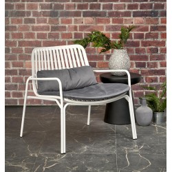 'MELBY Relaxation Armchair, Frame - White, Upholstery - Ash Grey'