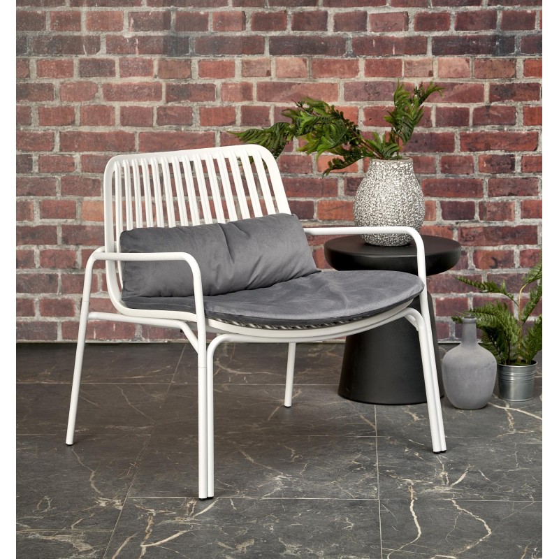 'MELBY Relaxation Armchair, Frame - White, Upholstery - Ash Grey' 'MELBY Relaxation Armchair, Frame - White, Upholstery - Ash Grey'
