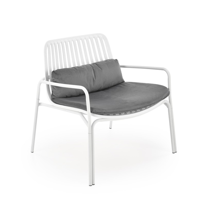 'MELBY Relaxation Armchair, Frame - White, Upholstery - Ash Grey' 'MELBY Relaxation Armchair, Frame - White, Upholstery - Ash Grey'