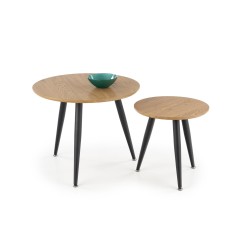 'MENTONA 2, set of 2 golden oak/black benches'