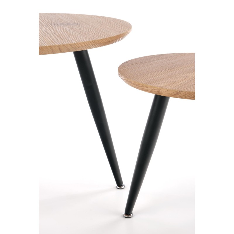 'MENTONA 2, set of 2 golden oak/black benches' 'MENTONA 2, set of 2 golden oak/black benches'