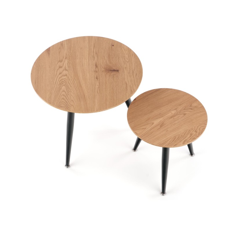 'MENTONA 2, set of 2 golden oak/black benches' 'MENTONA 2, set of 2 golden oak/black benches'