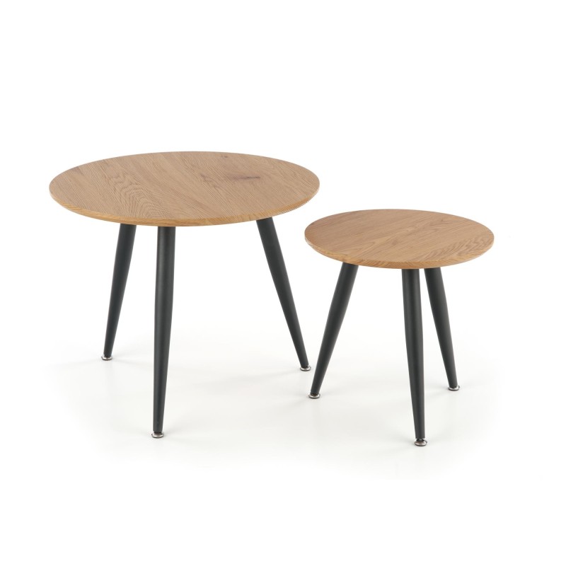 'MENTONA 2, set of 2 golden oak/black benches' 'MENTONA 2, set of 2 golden oak/black benches'