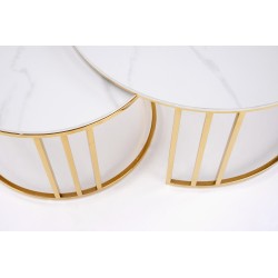 'MERCURY 3 set of 2 benches, color: white marble / gold' 'MERCURY 3 set of 2 benches, color: white marble / gold'