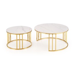 'MERCURY 3 set of 2 benches, color: white marble / gold' 'MERCURY 3 set of 2 benches, color: white marble / gold'
